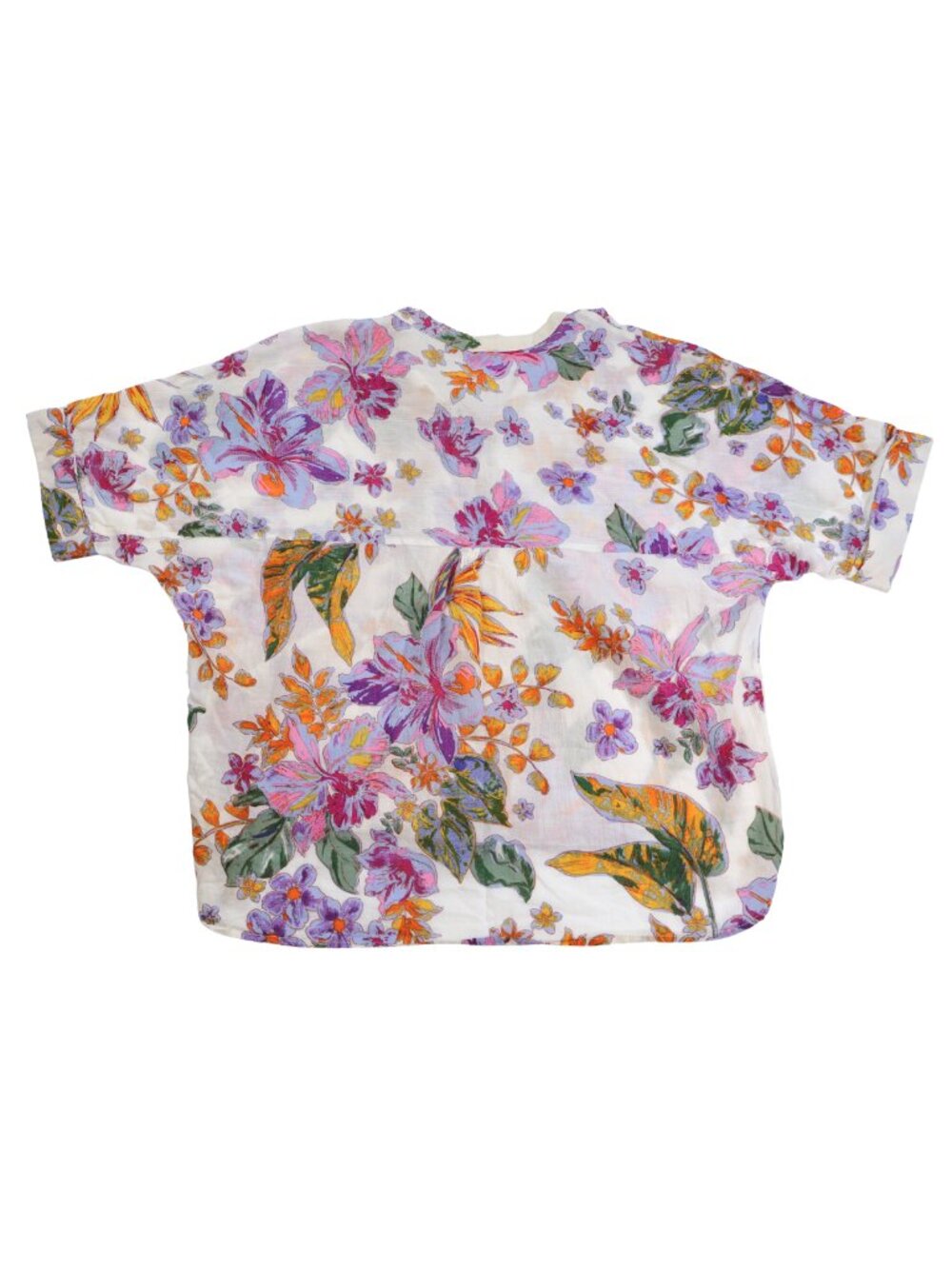 Tahari Floral Cotton Blouse Large Tropical Botanical Print - Picture 3 of 8